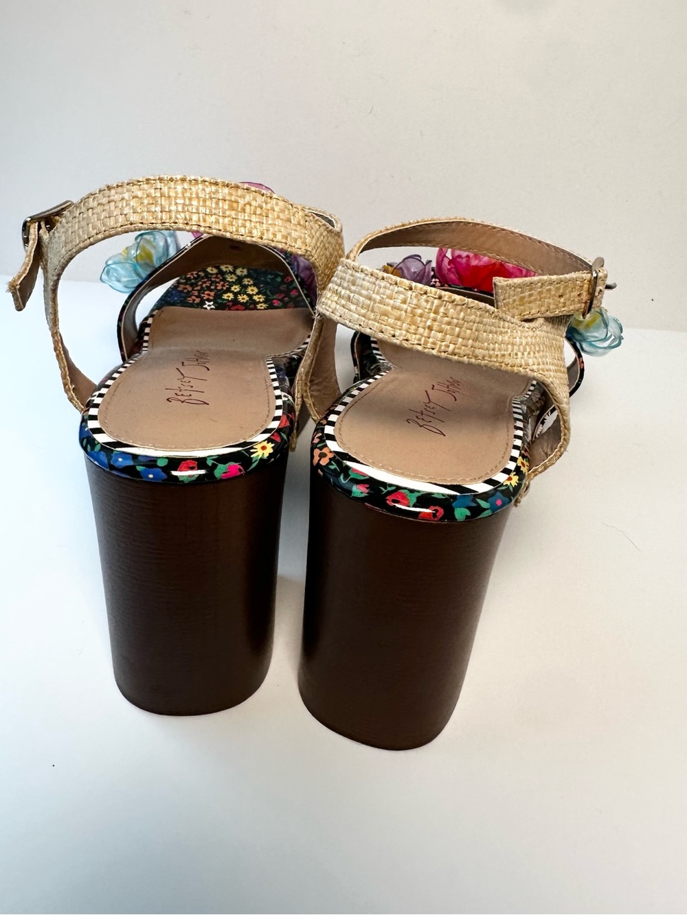 Betsey Johnson Elayne Floral Platform Sandals w/Multicolor Flower Jelly Details - Picture 7 of 10
